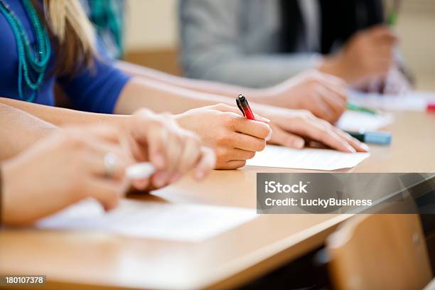Hnads Of Students Stock Photo - Download Image Now - Educational Exam, Writing - Activity, Student