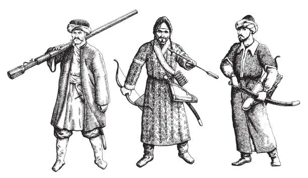 Vector illustration of Turkish soldiers hand drawn
