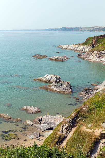 View from Whitsand Bay Cornwall coast England UK direction of Looe