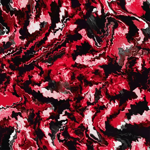 Vector illustration of Seamless red color marbling liquid pattern