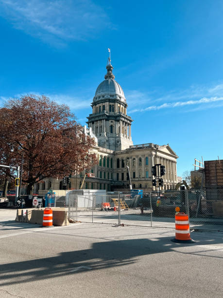 istock Construction at the Illinois State Capitol Building in Springfield, Illinois, USA 1801103463