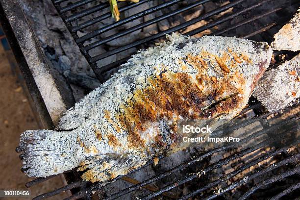 Fish Grill On The Stove Stock Photo - Download Image Now - Barbecue Grill, Brown, Burning