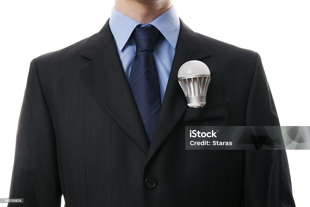 Bombilla de luz de LED en una chaqueta de bolsillo - Foto de stock de Bolsillo - Accesorio personal libre de derechos
