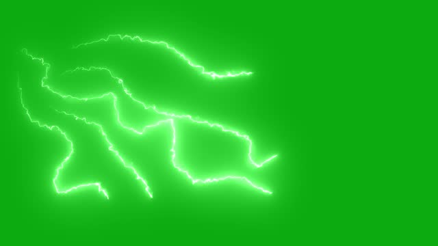 Thunder lighting strike green screen stock video