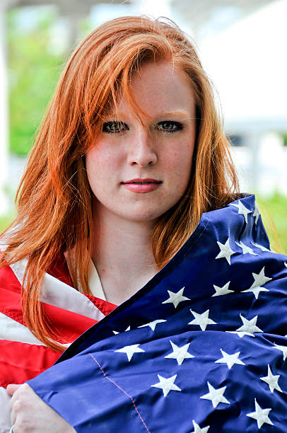 Woman Wrapped in a Flag