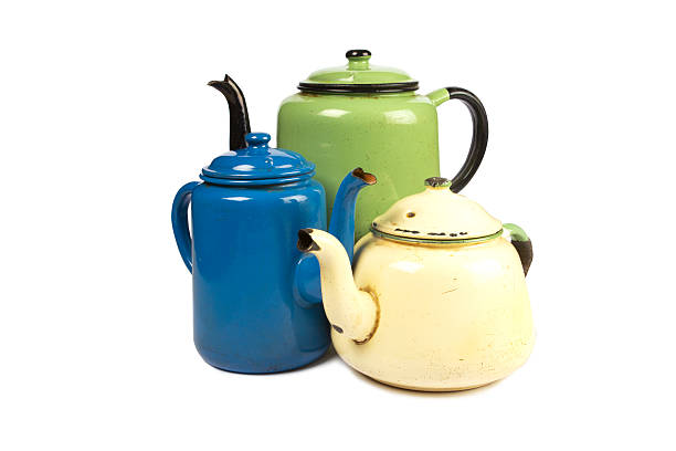 istock Set of three antique kettles 180113773