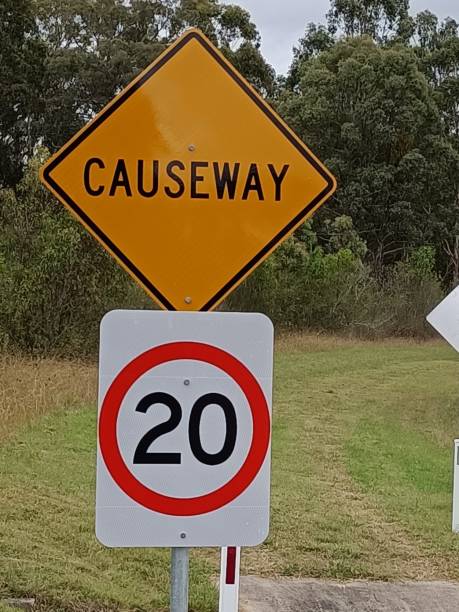 istock Causeway 20 Km sign 1801146035