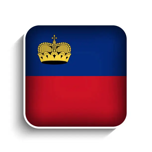 Vector illustration of Vector Square Liechtenstein Flag Icon