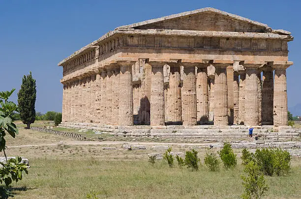 Acropolis of Paestum. One of the most important Archeologic Site in Italy. Paestum is a Town in Campania, Italy