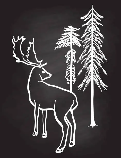 Vector illustration of Hello Deer Blackboard