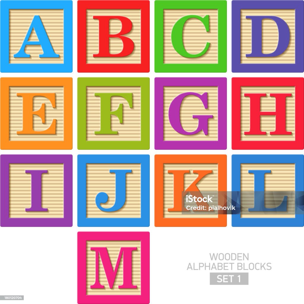Wooden alphabet blocks Set 1. Vector illustration with transparent effect. Eps10. Toy Block stock vector