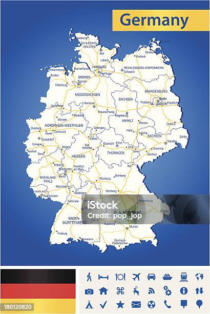 Ilustración de Alemaniaaltamente Detallada Mapa y más Vectores Libres de Derechos de Alemania - Alemania, Autobahn, Vía principal