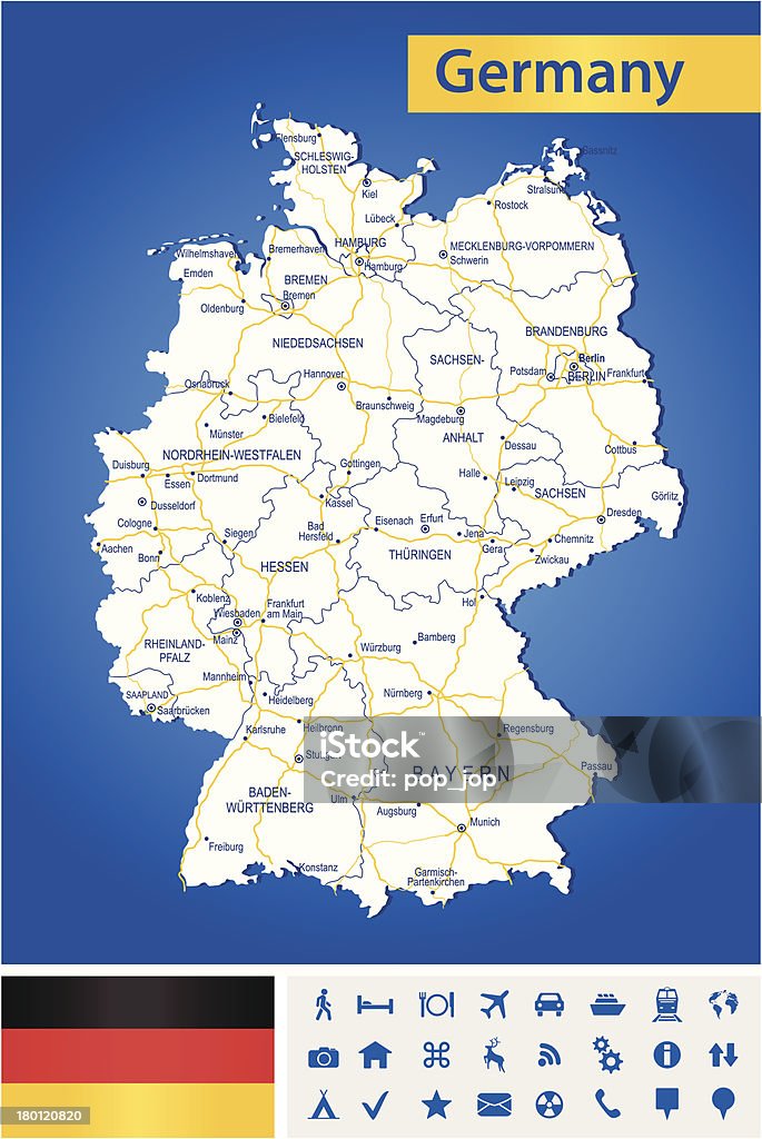ドイツ-非常に詳細な地図 - ドイツのロイヤリティフリーベクトルアート