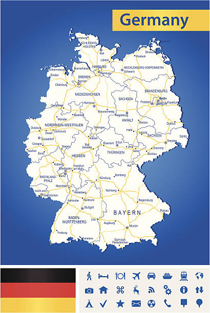 Germany - highly detailed map http://s017.radikal.ru/i404/1110/87/2c00b7bbd3ec.jpg germany map regions stock illustrations