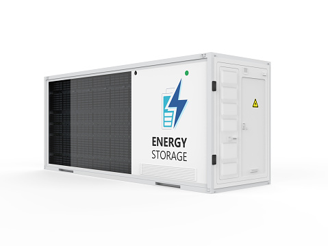 3d rendering energy storage system or battery container unit  isolated on white background