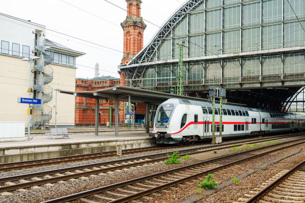 istock Train Arrival at Bremen, Germany, Bremen Main Train Station, Hbf, Hauptbahnhof. 1801218418