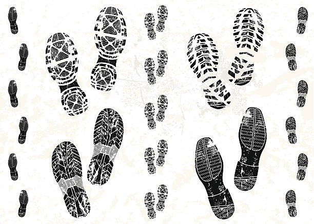 par butów śledzi - shoe print stock illustrations