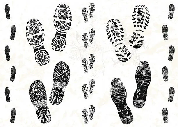 Vector illustration of Pairs of shoe tracks