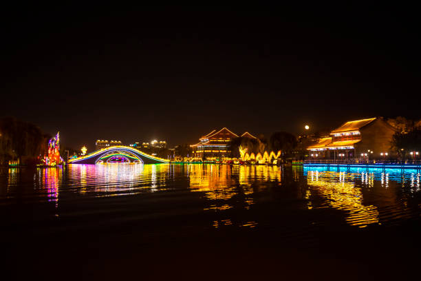 FENGNAN COUNTY, Hebei Province, China - November 3, 2020: Night in Huifeng Lake Scenic Spot