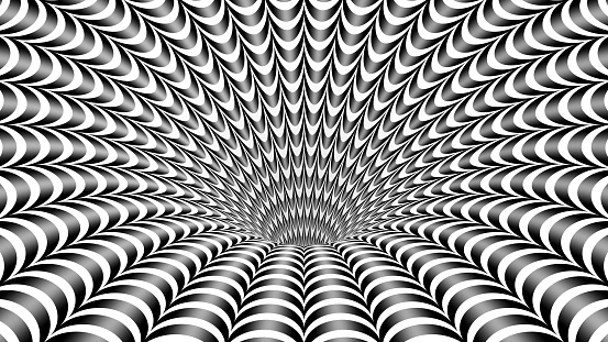 3D Hypnotic Psychedelic Black and White Optical Illusion And Hole, Optical Illusion Illustration