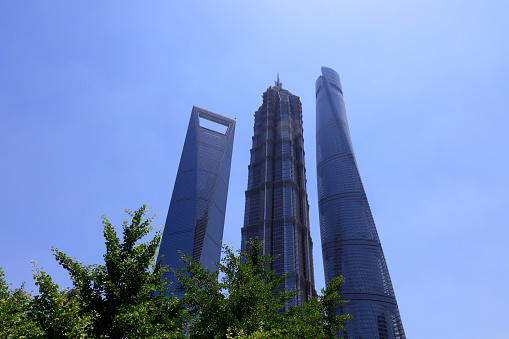 Shanghai, China - June 1, 2018: Architectural scenery of Lujiazui in Pudong, Shanghai, China