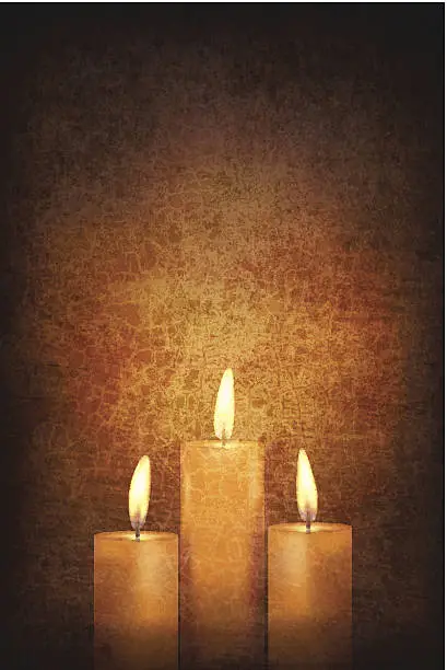 Vector illustration of Vector - Three Candles on Grunge Wall