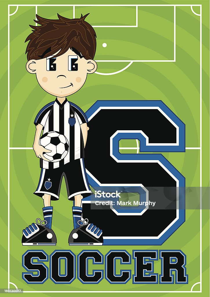 Футбол мальчик обучения Буква S - Векторная графика Club Soccer роялти-фри