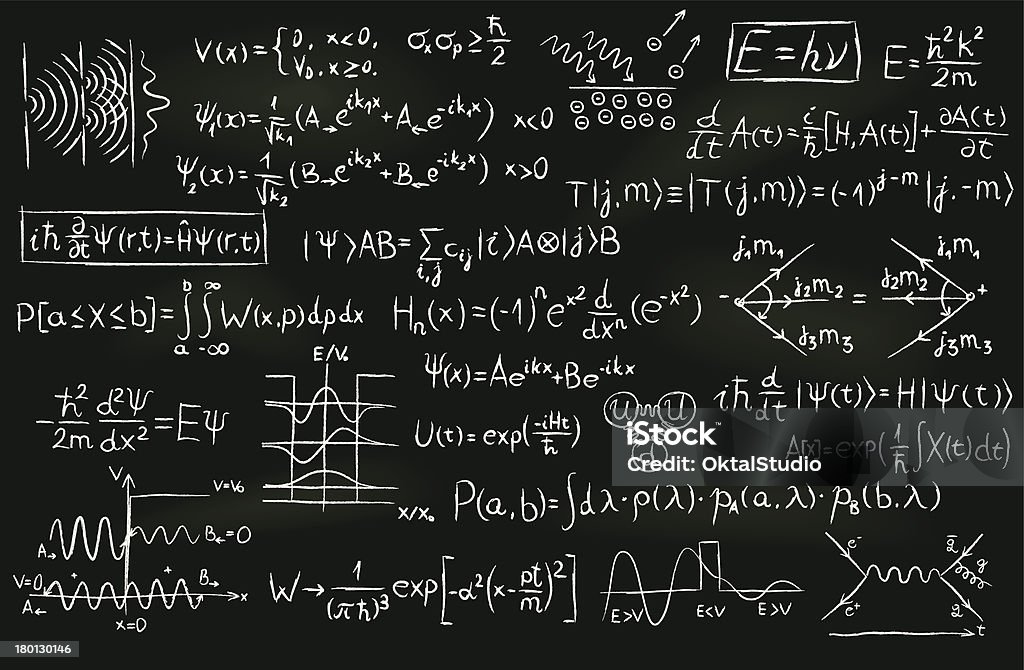 Quantum Physics On A Blackboard Stock Illustration - Download Image Now ...