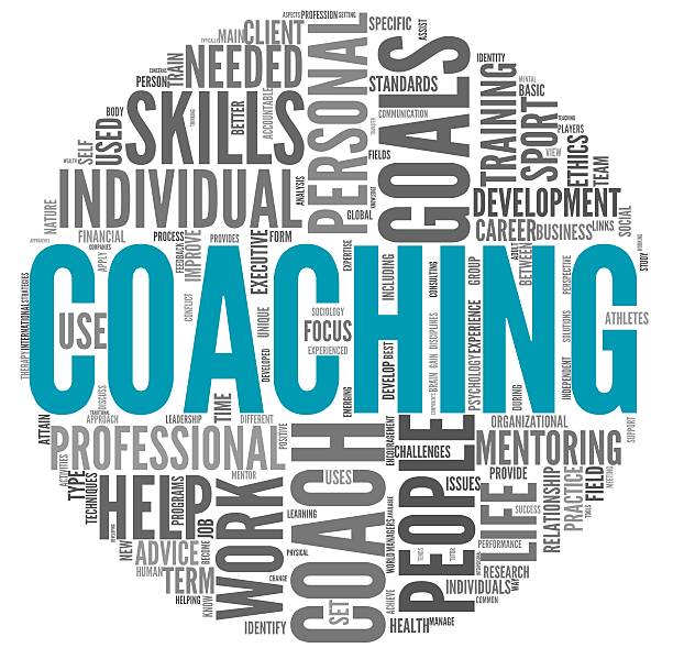 Coaching concept in tag cloud stock photo
