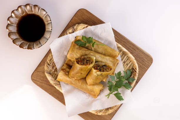 istock Harumaki is Japanese Spring Roll With Soy Sauce. 1801326438