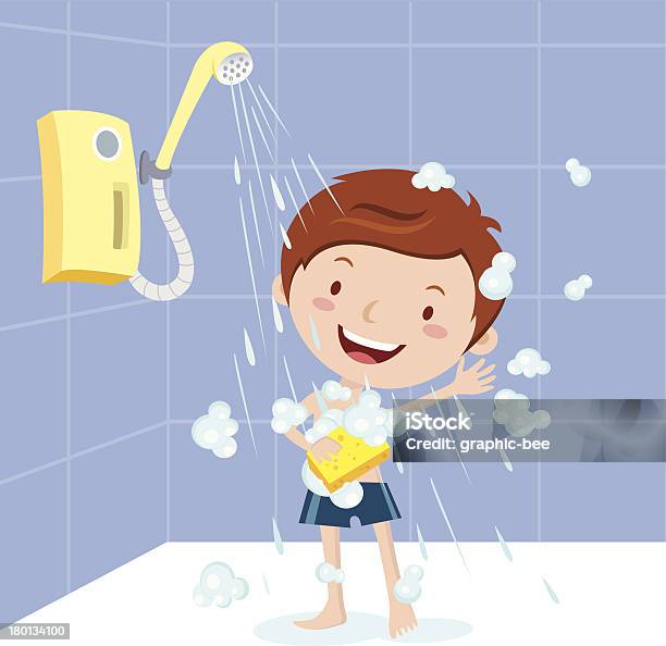 Boy Shower Stock Illustration - Download Image Now - Shower, Child, Boys