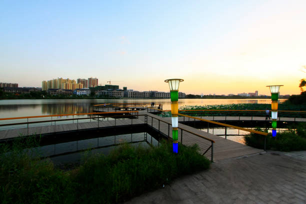 istock landing stage architecture in the North River Park, LuanNan county, China 1801342513