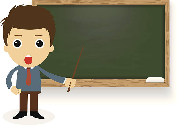 Teacher Hands Stick Standing At The Blackboard Stock Illustration -  Download Image Now - Adult, Black Color, Cartoon - iStock