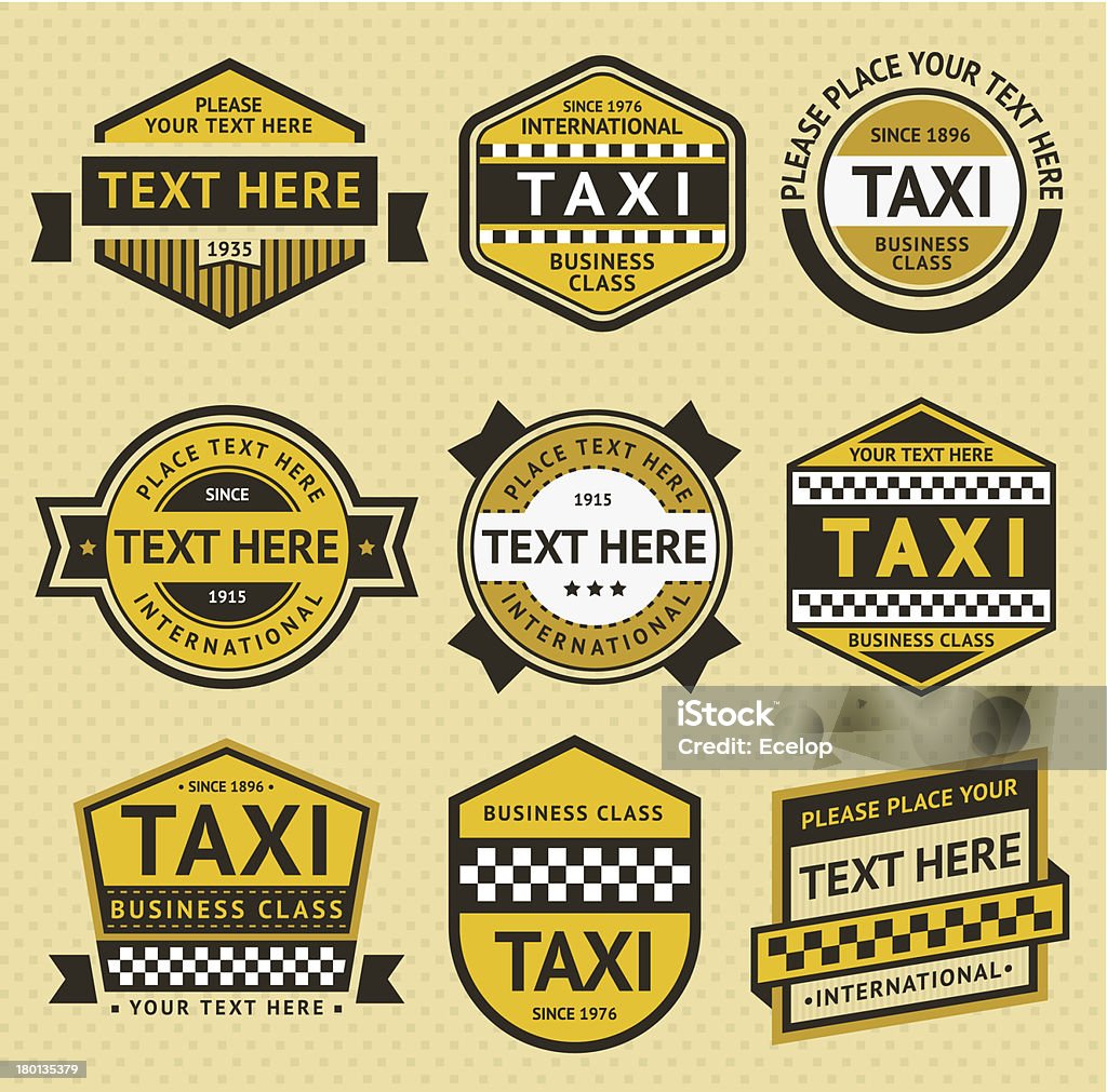 Такси набор символика, винтажный стиль - Векторная графика Большой город роялти-фри