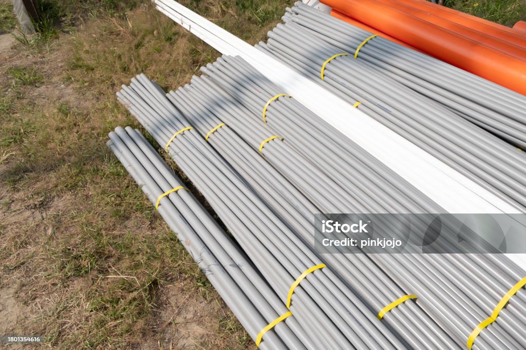 hose pipe placed on land Architecture Stock Photo