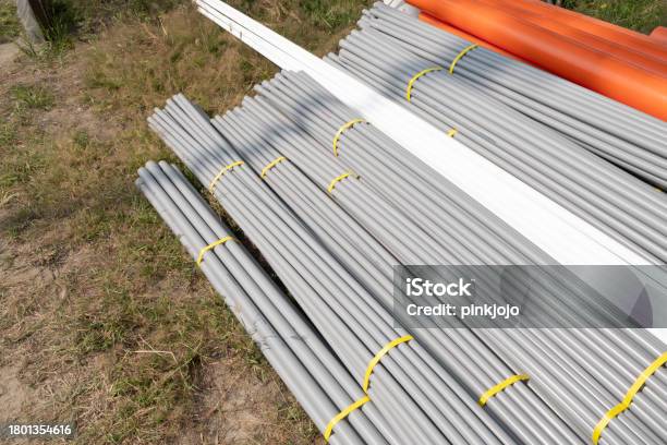 Hose Pipe Placed On Land Stock Photo - Download Image Now - Architecture, Arranging, Color Image