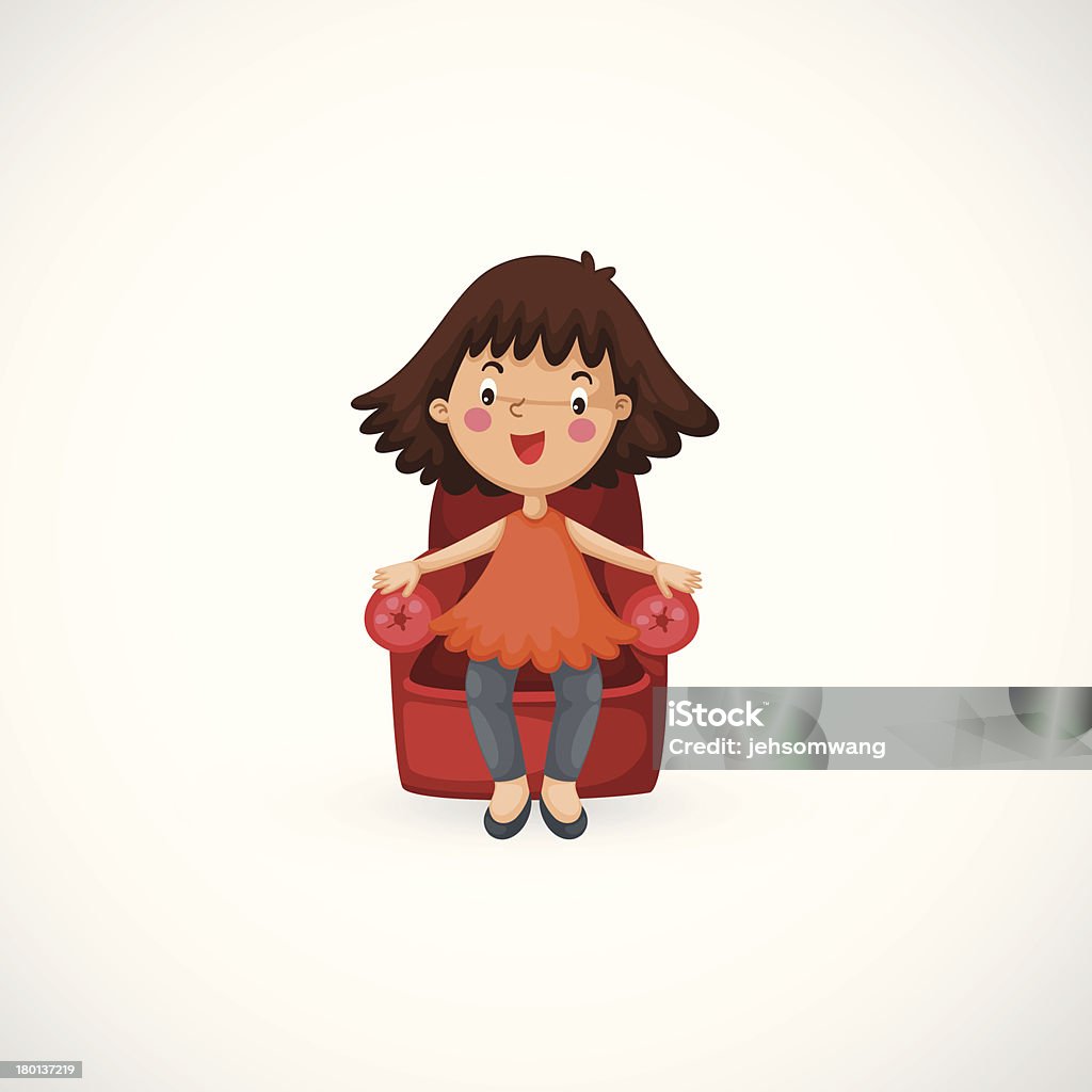 girl silla vector - arte vectorial de Acogedor libre de derechos