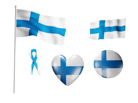 Waving flag of finland isolated on white. 3D illustration