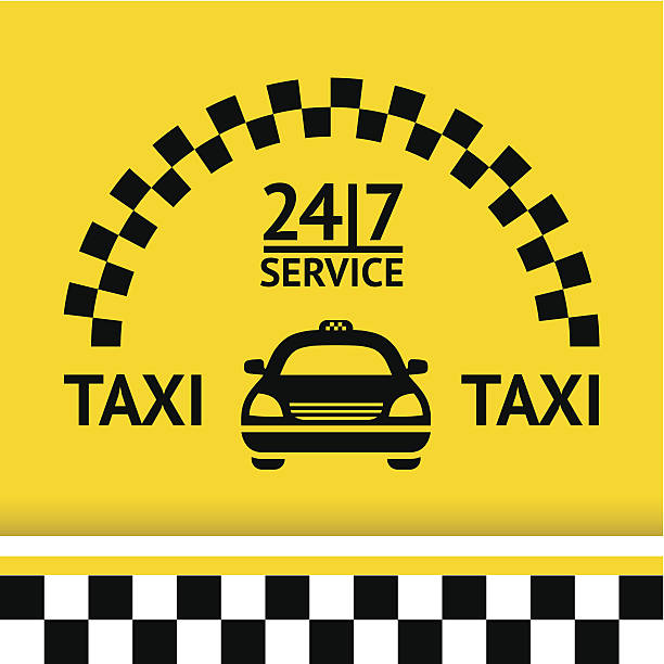 illustrazioni stock, clip art, cartoni animati e icone di tendenza di simbolo di taxi e auto su sfondo - yellow taxi