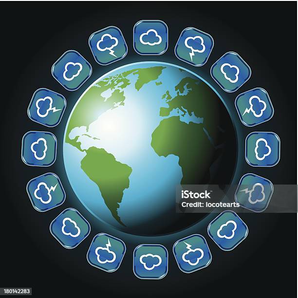 Vetores de Ícone Do Aplicativo Em Nuvem Com Mundo e mais imagens de Aplicação móvel - Aplicação móvel, Arquivo de computador, Clip Art