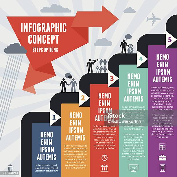 Ilustración de Concepto De Negocios A Pasos De Opciones Infografía y más Vectores Libres de Derechos de Abstracto