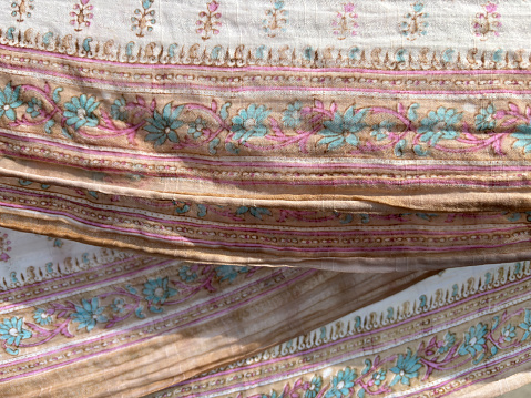 Closeup of traditional cotton sari in India