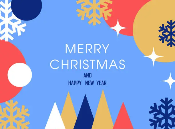 Vector illustration of Merry Christmas, congratulations on the New Year and Christmas holidays, geometry.