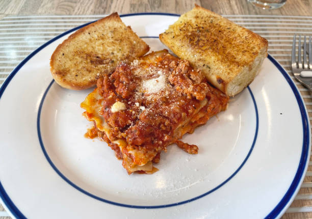 istock Piece of Lasagna with Bread 1801499395