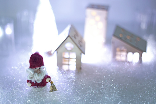 Christmas town at night Santa Claus and lights