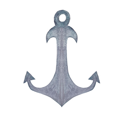 Watercolor hand painted anchor illustration isolated on white. Tourism, travel, voyage design. Clipart High quality illustration for cards, banners, advertisements, invitations, guides, maps and books