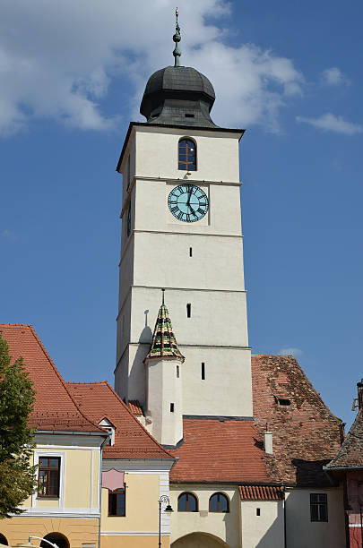 istock Church tower from Sibiu old city 180158093