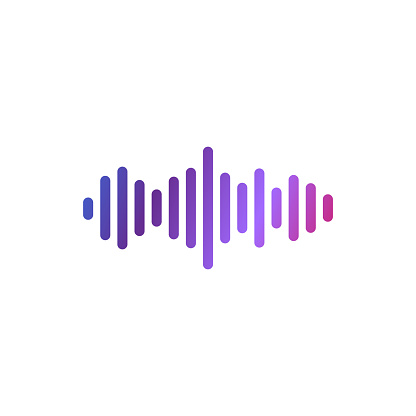 Audio sound wave multi color icon on white background