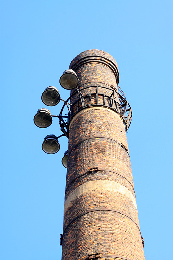 big chimney equipped with shoot lights in a factory