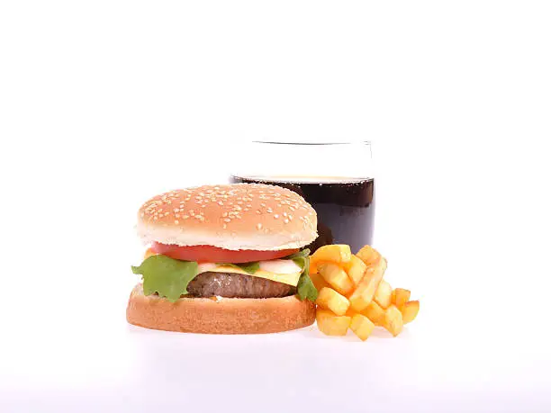 Photo of hamburger on white background